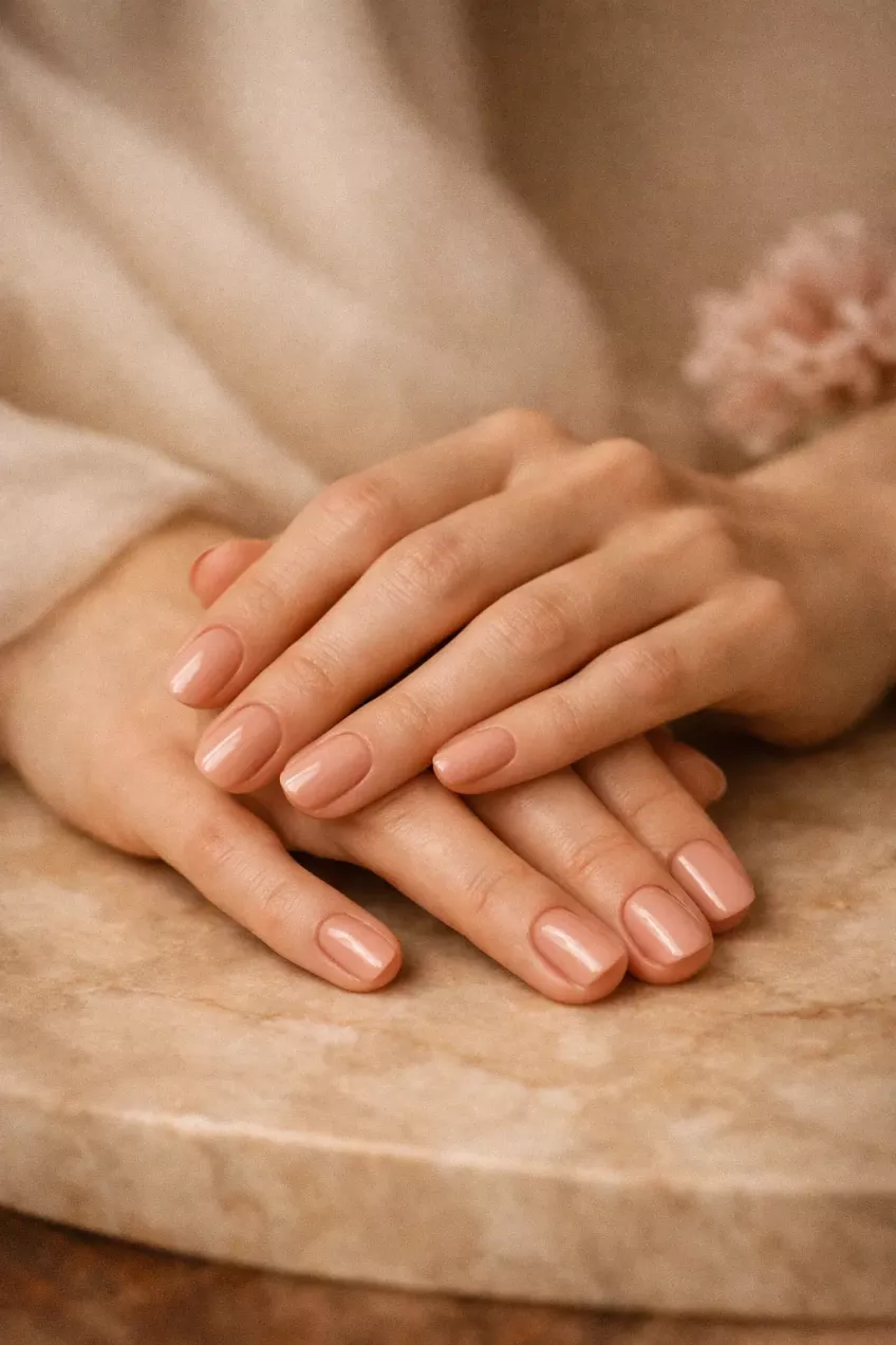 Natural nails on marble surface